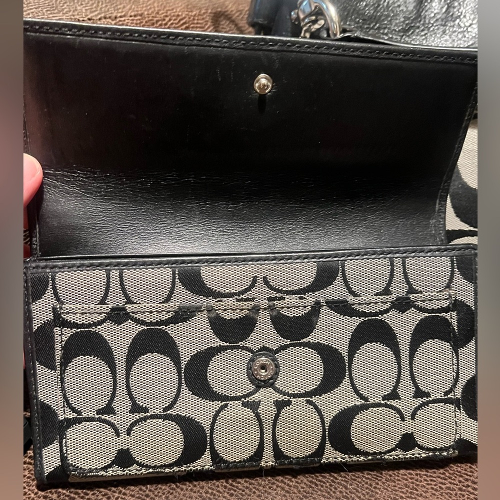 Coach Black and Tan Signature Wallet